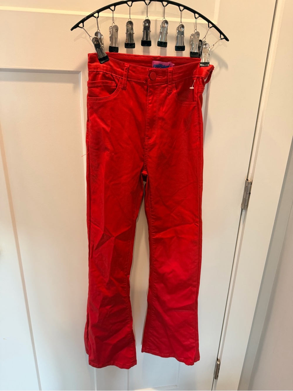 Edikted Red Flare Pants Women’s Small Y2K Low Rise Stretch Bootcut
